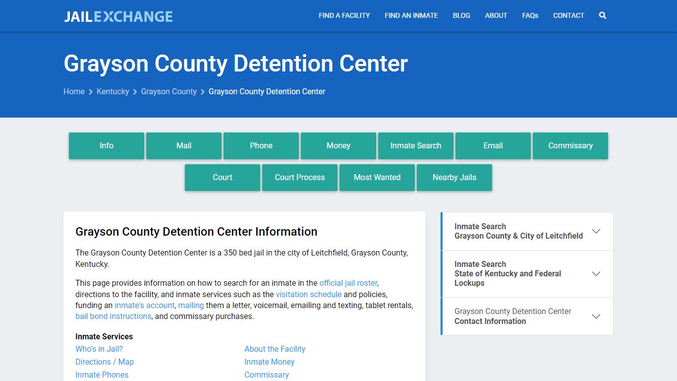 Grayson County Detention Center, KY Inmate Search, Information